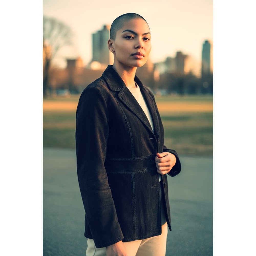 Pasha & Jo Vintage Black Suede Patchwork Blazer Large
